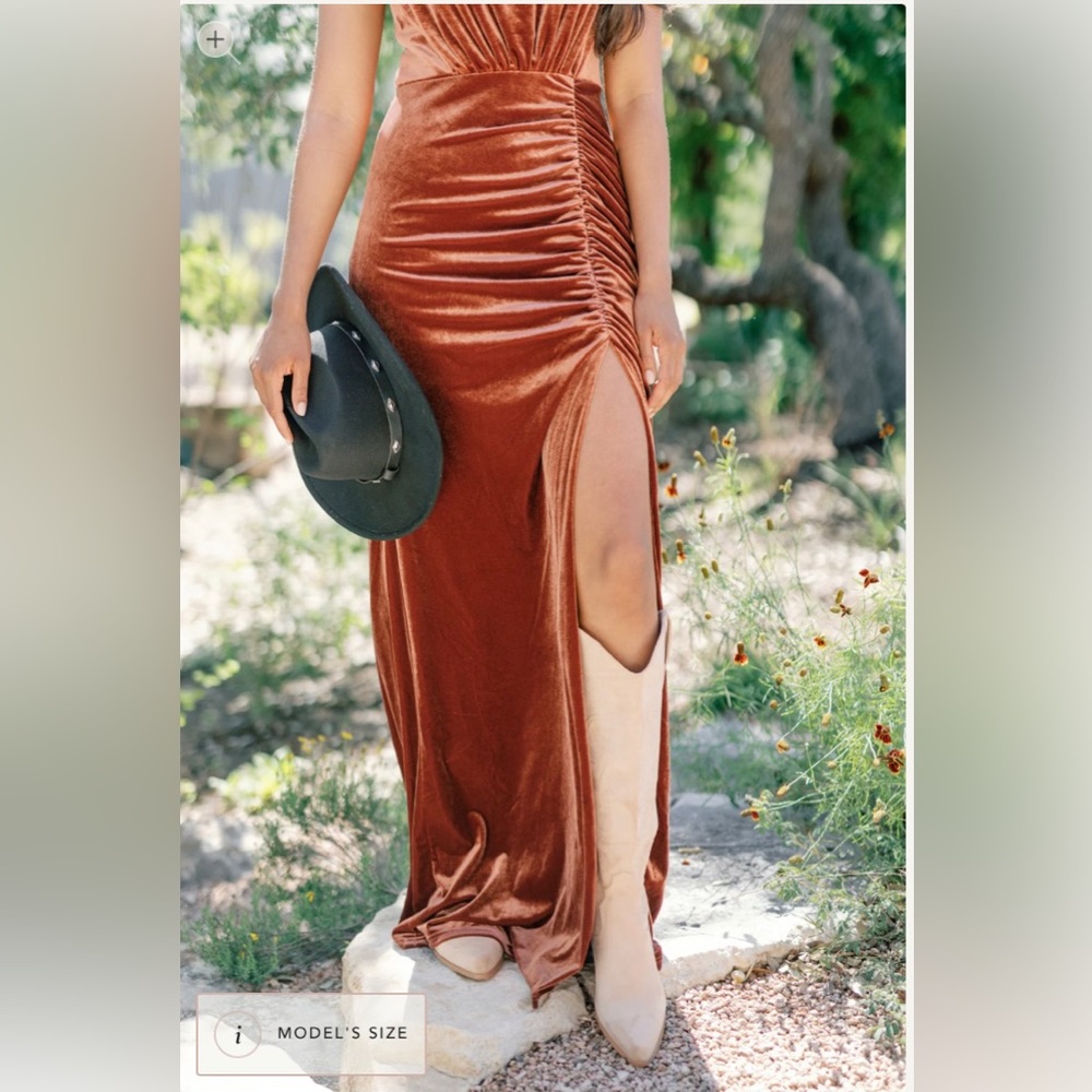 Revelry rust colored bridesmaid dress never word